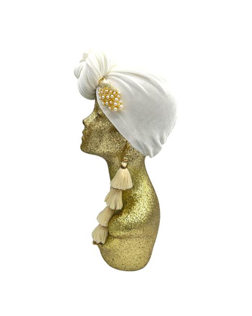 Julia Clancey Metallic Ivory & Gold Peacock Dorado Turban
