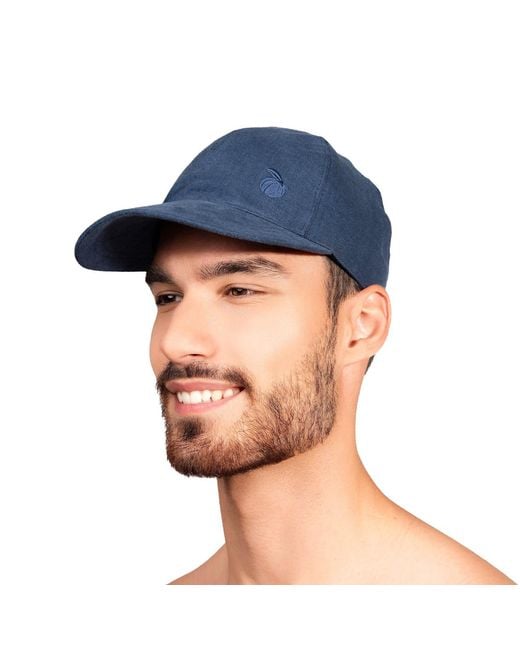 Maison Tangerine Blue Linen Baseball Hat Deep