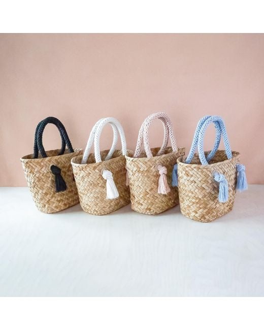 LIKHÂ Powder Blue Small Classic Tote Bag With Braided Handles