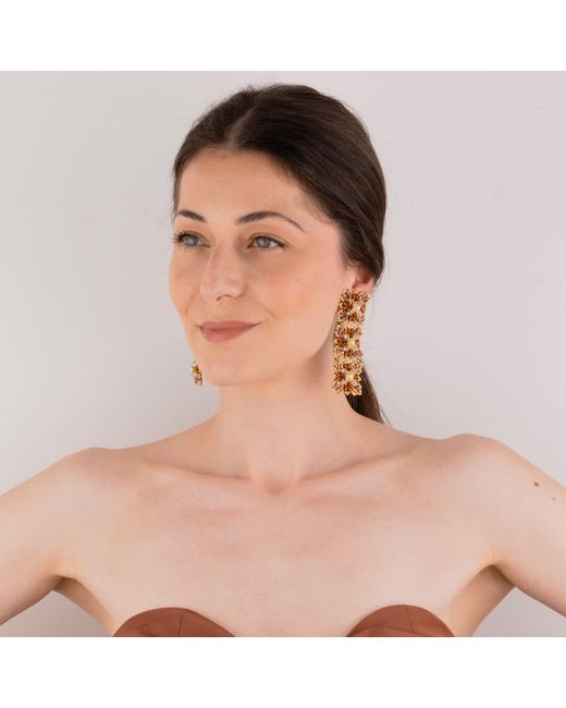 Oana Savu Multicolor Glass Beads & Lace Design Long Elegant Earrings
