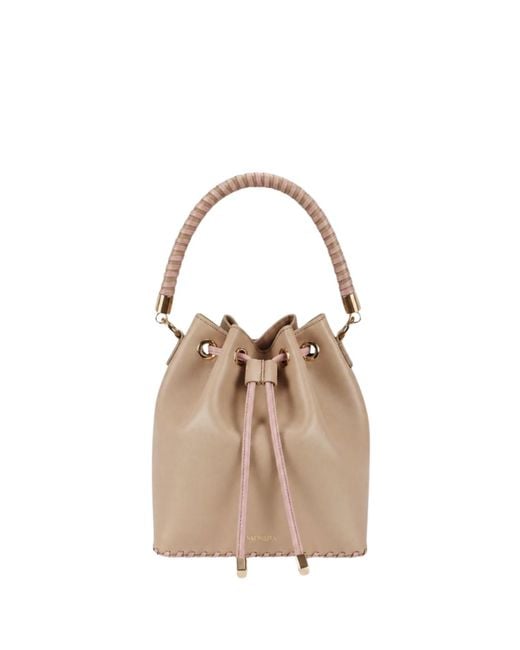 Saonara Brand Brown Neutrals Bucket Bag Taupe Peony Leather