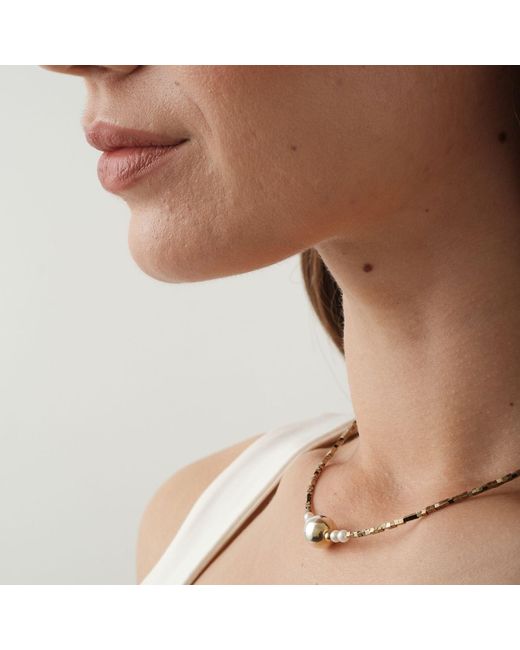 LINYA JEWELLERY Metallic Asel Ball Pearl Hematite Stone Necklace