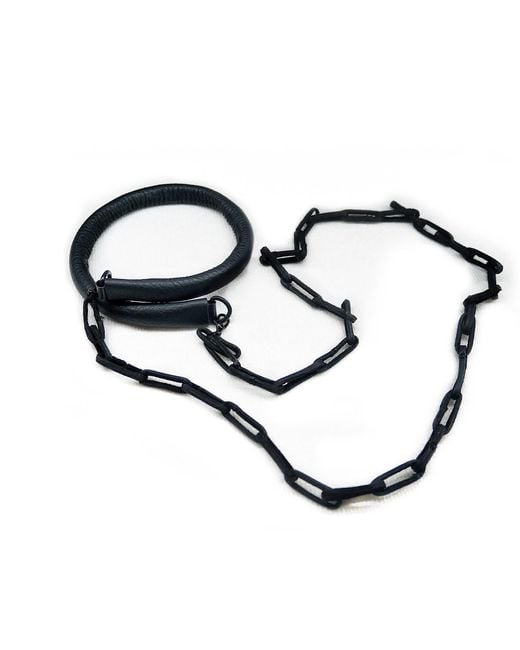 WAIWAI Black Choker With Leather Chain