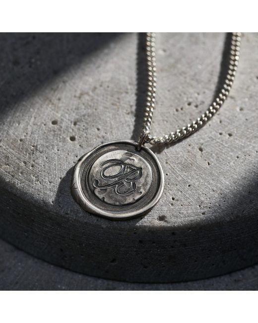 Posh Totty Designs Metallic Oxidised Initial Wax Seal Necklace for men
