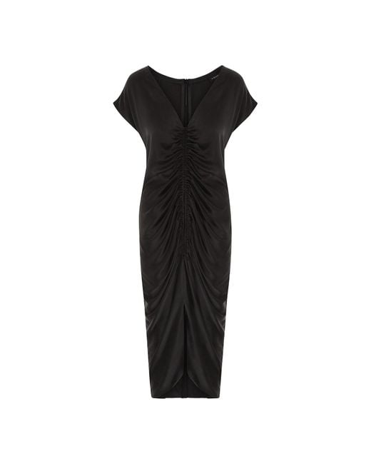 The Summer Edit Black Rudi Sandwashed Silk Ruched Dress