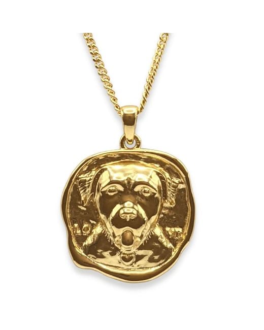 Frenvyrn Metallic Lars Dog Coin Necklace, Vermeil for men