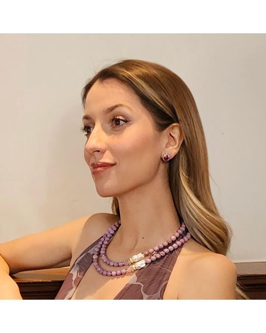 Farra Pink Agate Oval Shaped Earrings