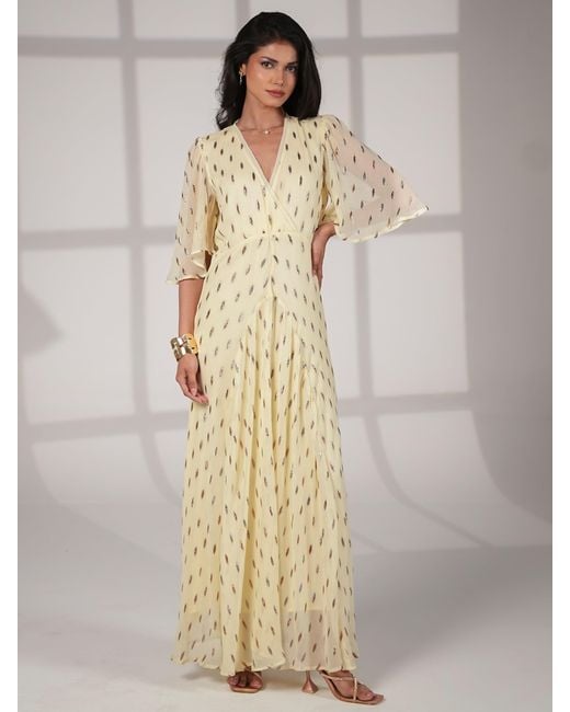 Rose & Nancy Natural Neutrals Talia Lemon Sparkle Maxi Dress