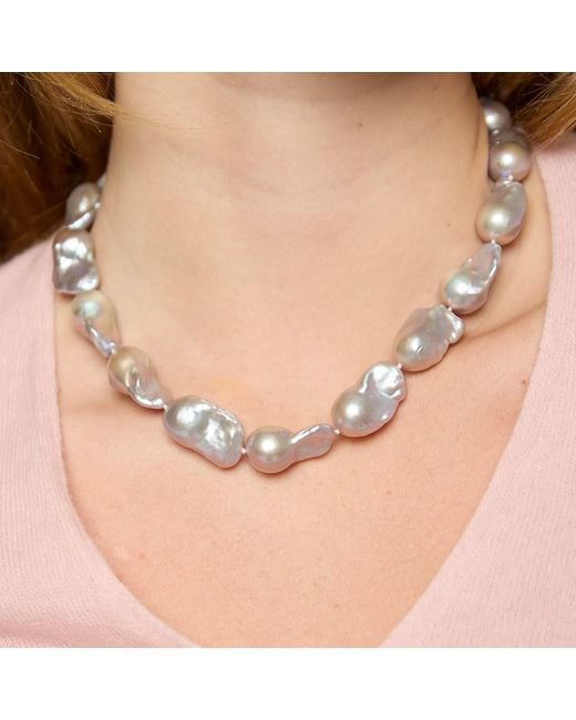 Pearls of the Orient Online Metallic Decus Large Cultured Freshwater Baroque Pearl Necklace