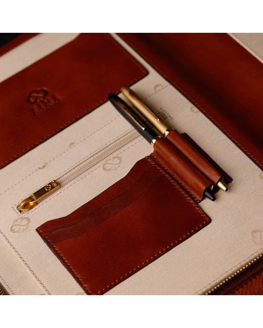 Time Resistance Brown Leather Documents Folder Organizer