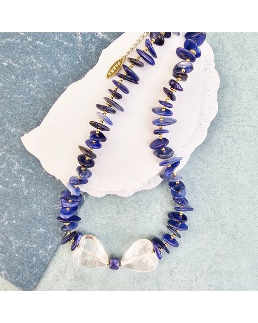 Farra Blue Kyanite With Bowknot Quartz Necklace