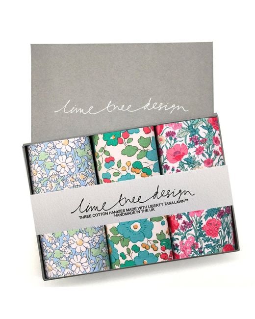 Lime Tree Design Green Three Hankies Made With Liberty Tana Lawn for men