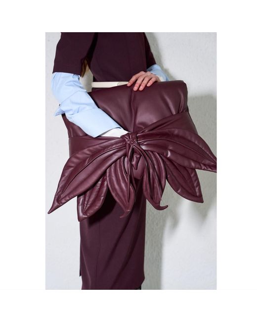 Julia Allert Red Petal Faux Leather Evening Clutch Bag