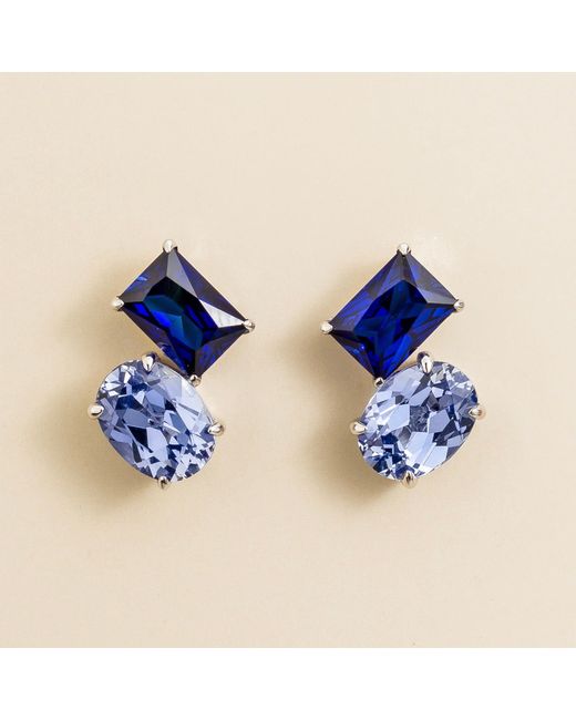 Juvetti Blue Buchon Earrings Set With Sapphire