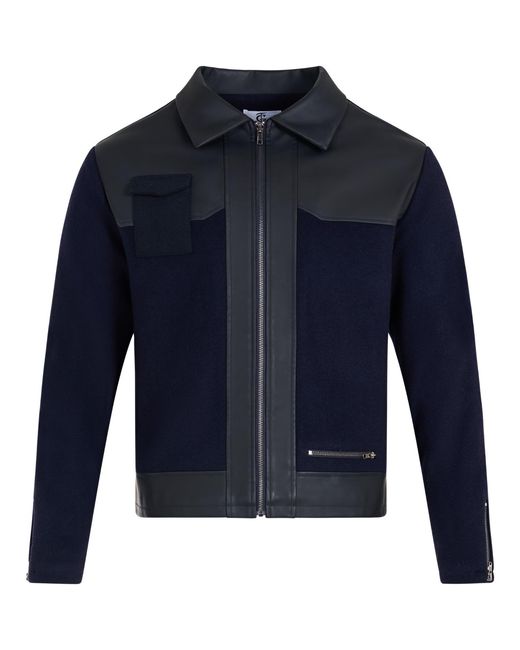 The Gt Atelier Blue Outerwear Herringbone Pocket Style Jacket for men