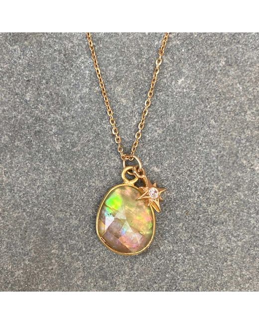 KAMARIA Metallic Peach Tourmaline Necklace With Diamond And Star Charm
