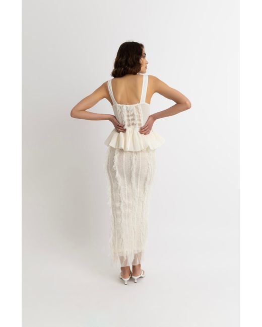 Amy Lynn White Neutrals Calla Ivory Maxi Ruffle Skirt