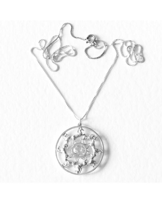 Lee Renee Metallic Wild Horses Topaz Medallion Necklace