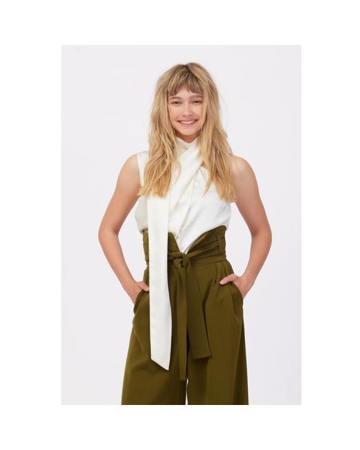 Julia Allert Green High Waist Long Wide Leg Trousers – Dark