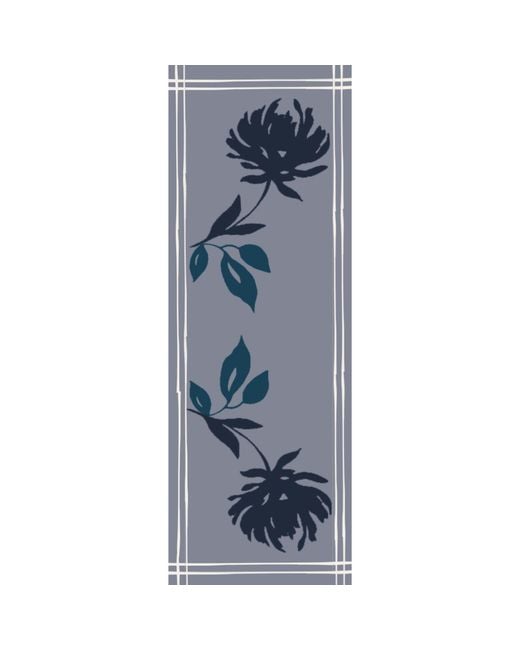Heritagemoda Blue Luxury Wool-Silk Scarf – Hand-Painted With Deep & Charcoal Floral Design for men
