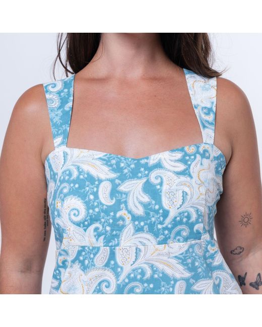 House of Gl Blue Salene Cotton Sleeveless Maxi Dress