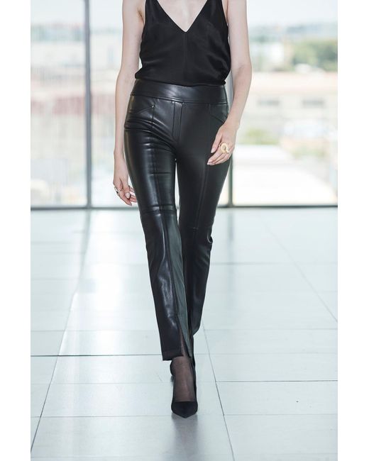 The Extreme Collection Black Berenice Jet Faux Leather Trousers