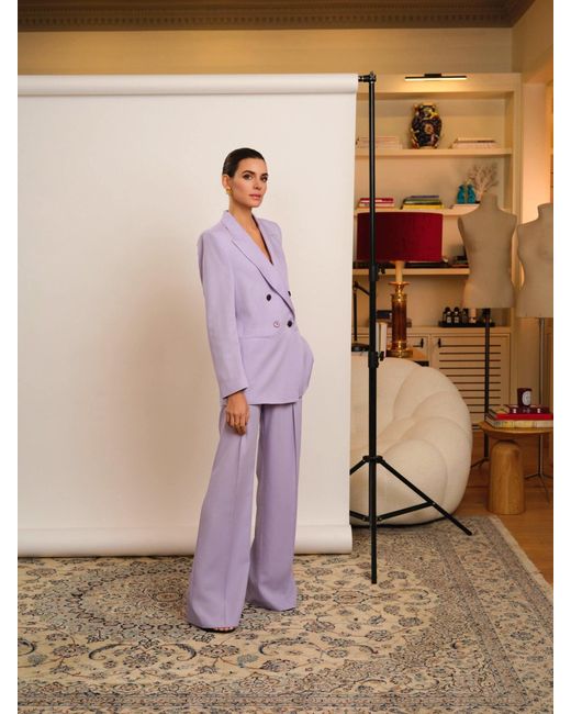 Juan Avellaneda X Seeiou Purple Lilac High-Waisted Trousers Palazzo Tom