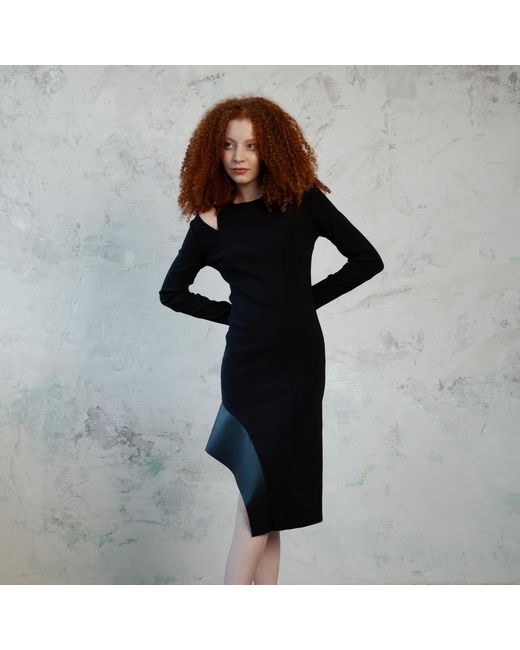 Mirimalist Black Alphalyra Midi Dress