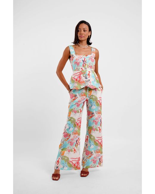 Jessica Russell Flint Red Wide Leg Trousers