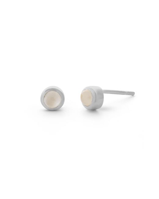 Nellou Jewellery Metallic Moonstone Mini Gem Dot June Birthstone Earrings Sterling