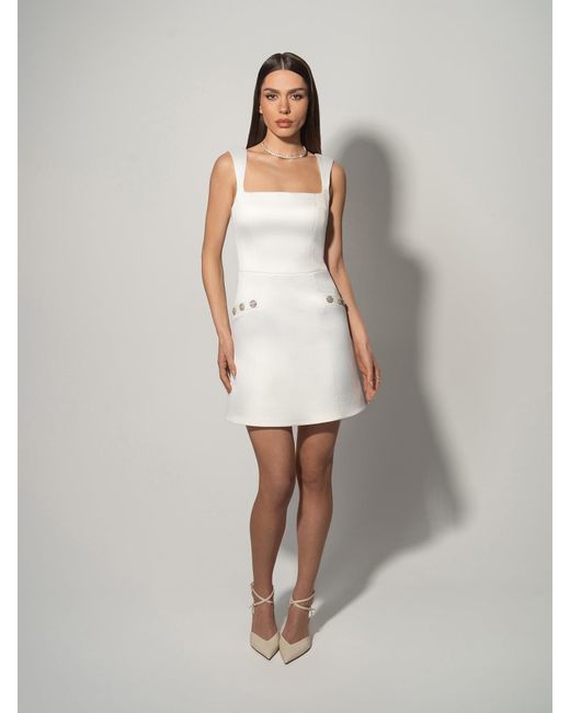 Tia Dorraine White Blame Gravity Satin Mini Dress – Pearl