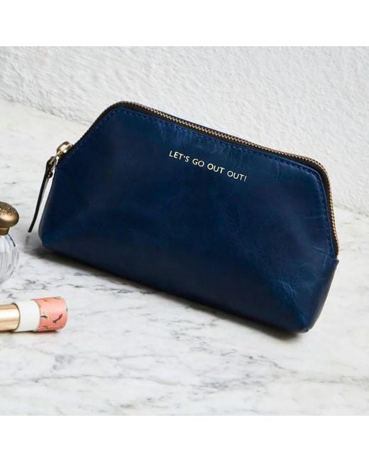 VIDA VIDA Blue Leather Make Up Bag- Let's Go Out Out