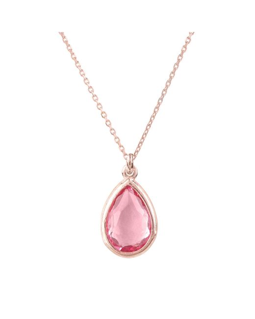Latelita London Multicolor Pisa Mini Teardrop Necklace Rosegold Pink Tourmaline