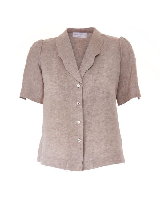 Sofia Tsereteli Brown Linen Shirt