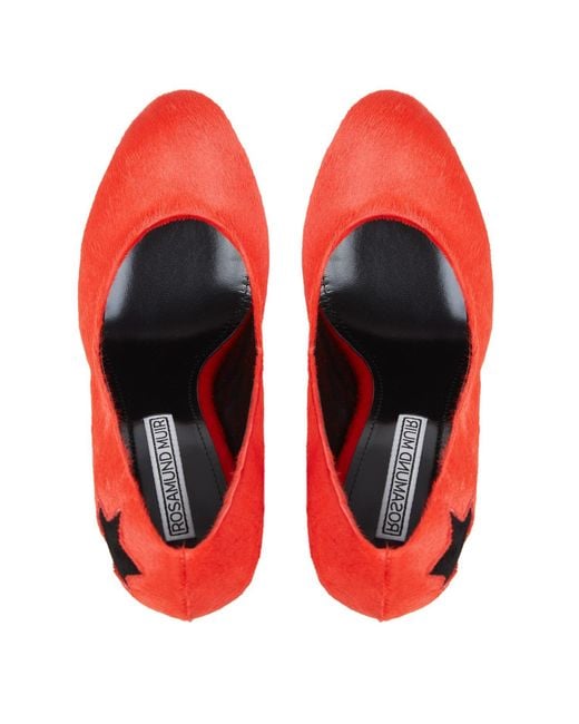 Rosamund Muir London Red India Flaming Calf Hair With Star Heels
