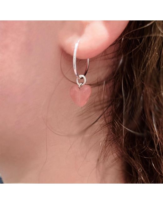 Bio-Trimmings Pink Rose Heart Hoop Earrings