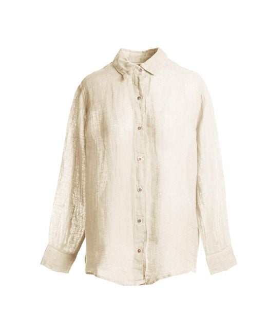 Haris Cotton Natural Neutrals Linen Gauze Shirt