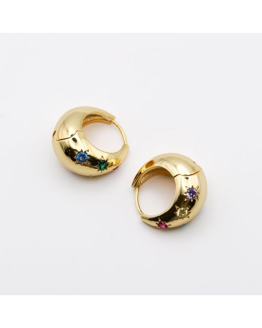 Miss Cecilia Metallic Sapphire Dome Hoop Earrings