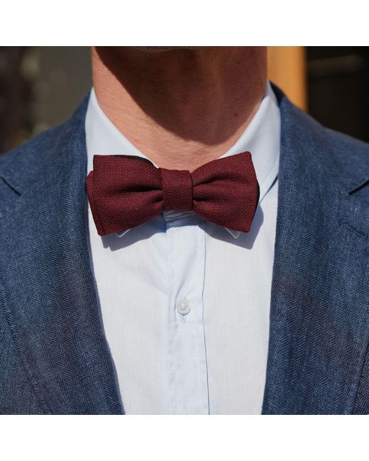 LE COLONEL Red Cabernet Italian Wool Bow Tie for men