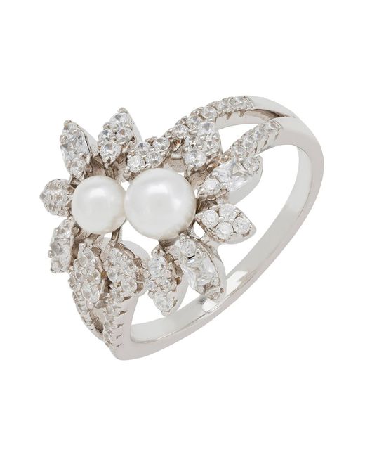 Latelita London Metallic Neutrals Marquise Cocktail Ring Pearl