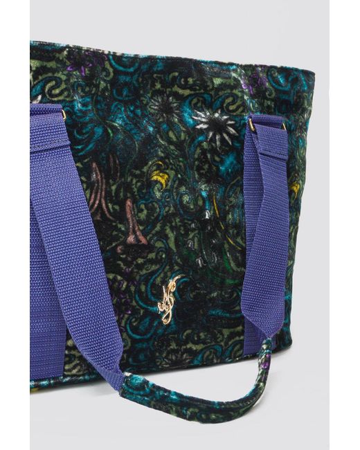 Natalia Petruch Blue Natasha Silk Velvet Tote Bag