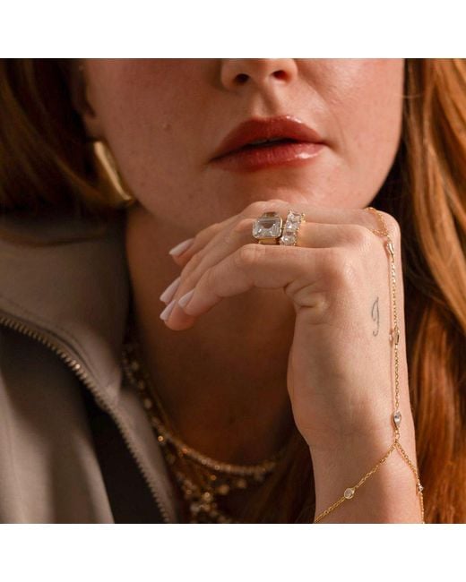SHYMI White Three Stone Bezel-Set Statement Ring