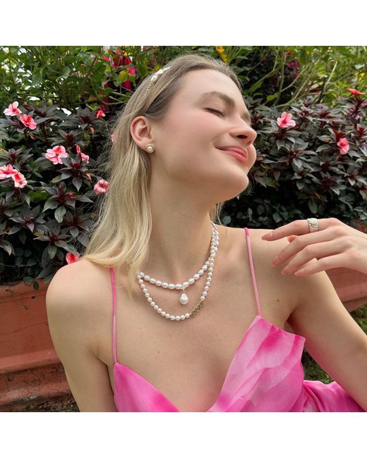 Farra Metallic Must-have Freshwater Pearls With Baroque Pearl Pendant Necklace
