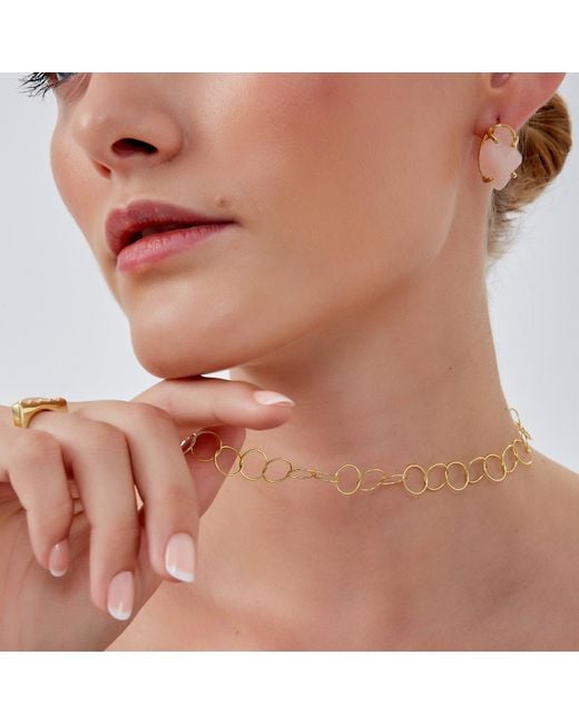 Spero London Metallic Circle Hoops Sterling Chain Necklace