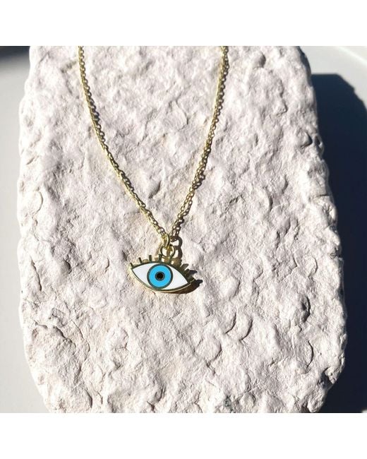Spero London Metallic Evil Eye Eyelash Sterling Vermeil Necklace