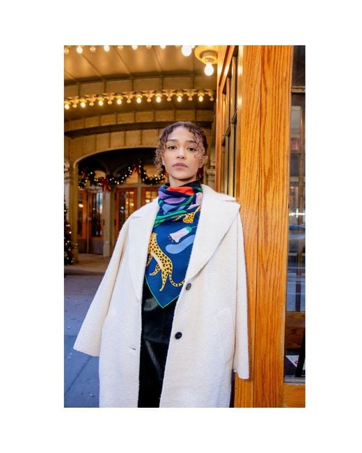 Jessie Zhao New York Green Double Sided Wool Silk Scarf Of Jungle Night