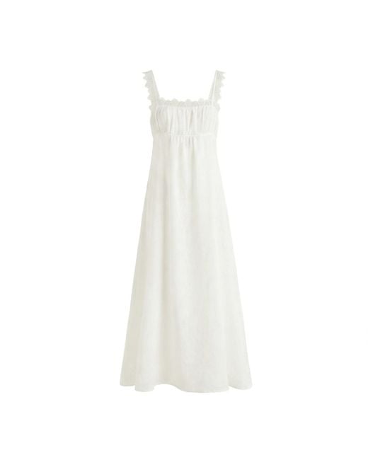 NUAJE NUAJE White Aura Lace Trim Ramie Dress