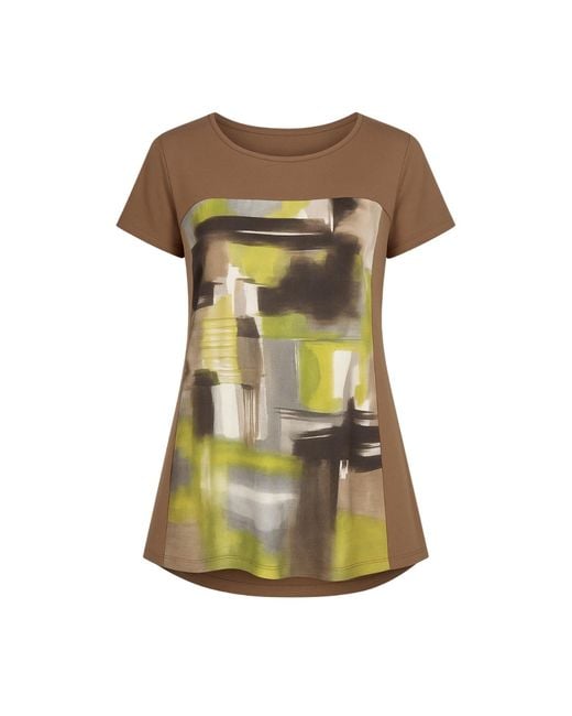 Conquista Green Abstract Print Jersey Top