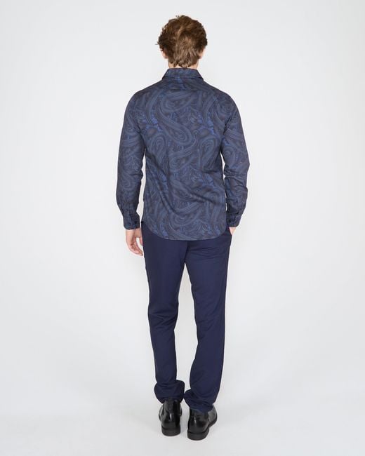 Lords of Harlech Blue Norman Paisley Badalona Shirt for men