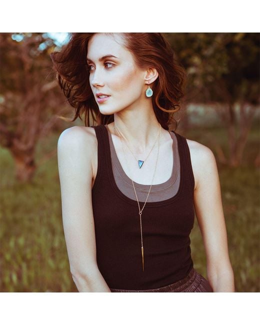 Heather Hawkins Jewelry Metallic True Love Waits Elongated Triangle Semi-Precious Gemstone Necklace